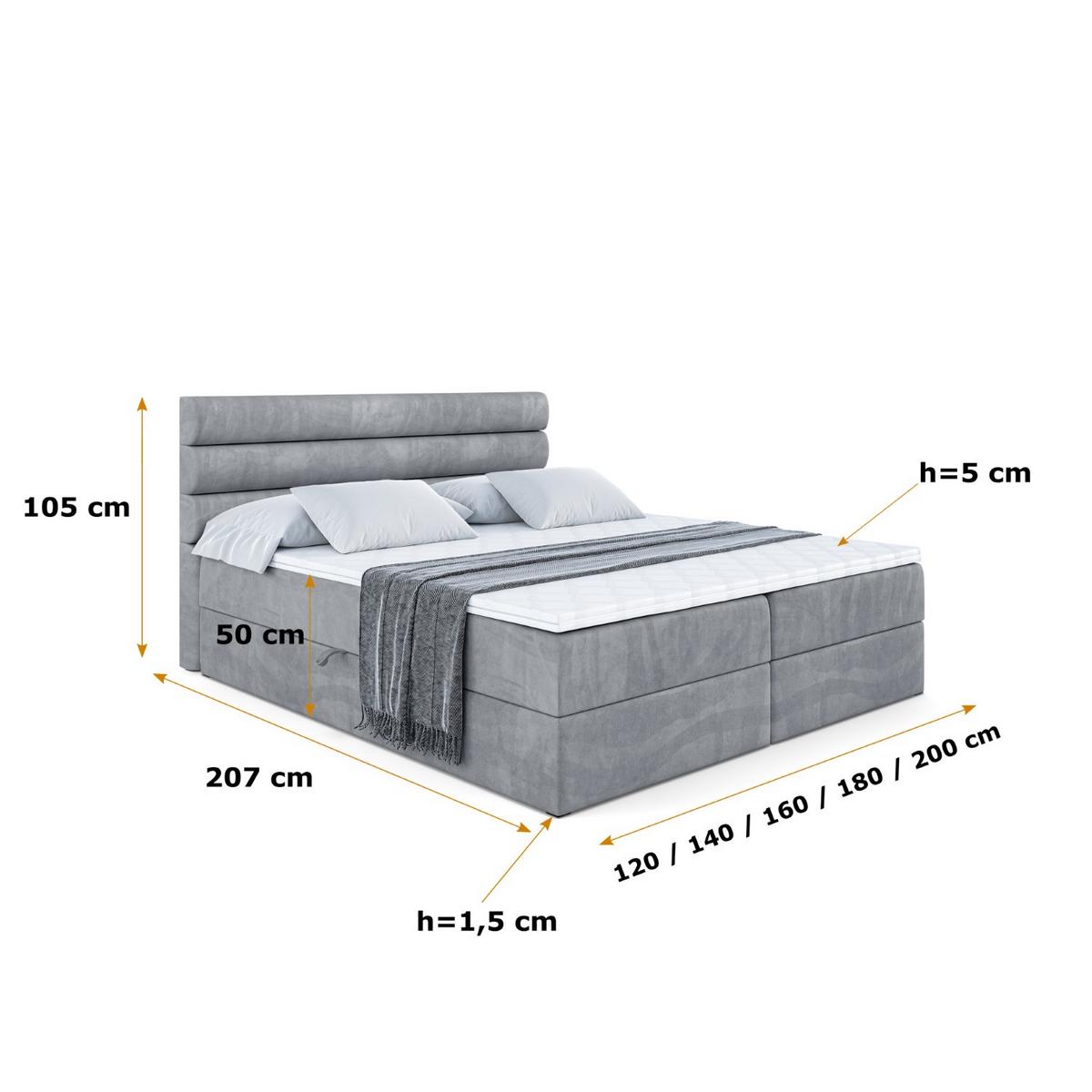 BOXBETT mit Matratze H4 und Lattenrost - CELESTIA - 120x200 cm - H4 - Grau - Grau, Holzwerkstoff (120/200cm) - ALTDECOR