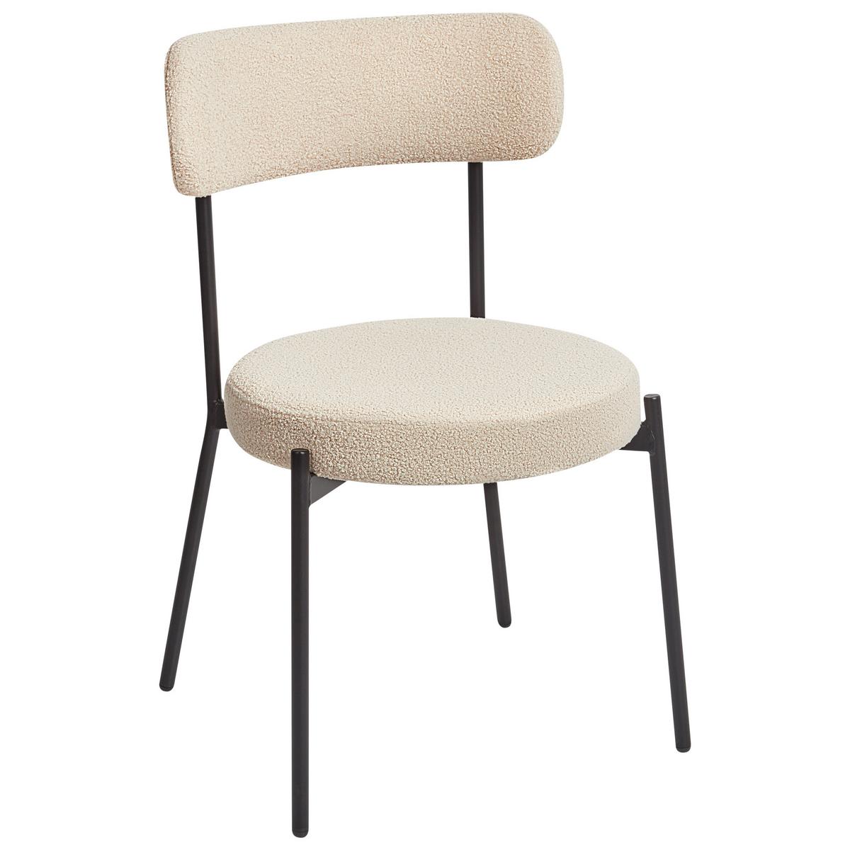 ESSZIMMERSTUHL 2er-Set Bouclé Helles Beige Allison - Beige/Schwarz, Textil (47/77/52cm) - Beliani