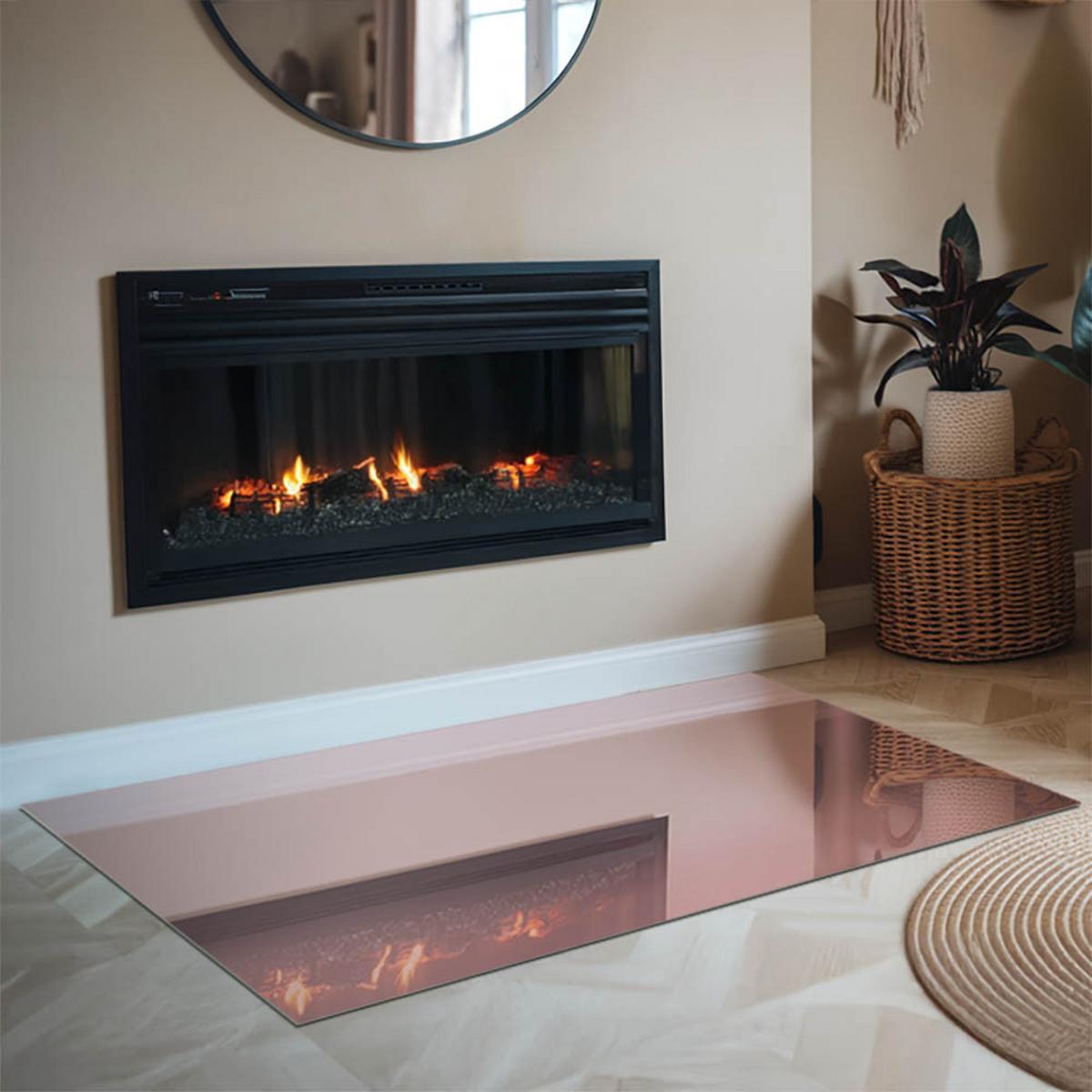 GLASPLATTE für Kamin 120x80 cm - Pink, Glas (120/80/0.4cm) - TULUP