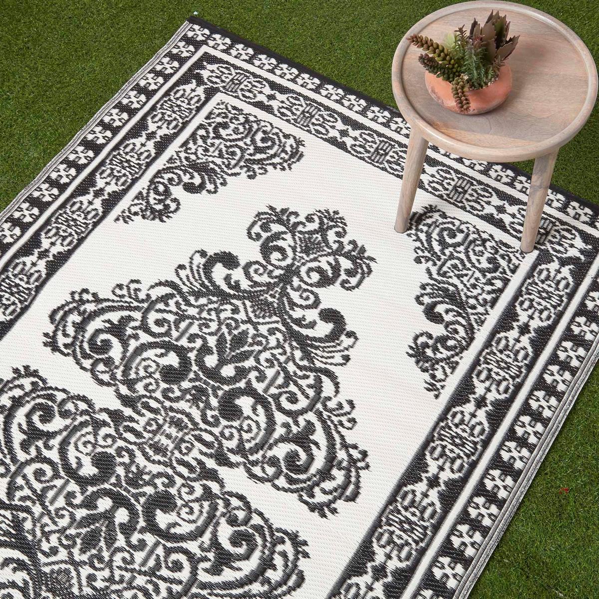 OUTDOORTEPPICH Orientalisch gemustert 120/186 cm - Schwarz/Weiß, Kunststoff (120/186cm) - Homescapes