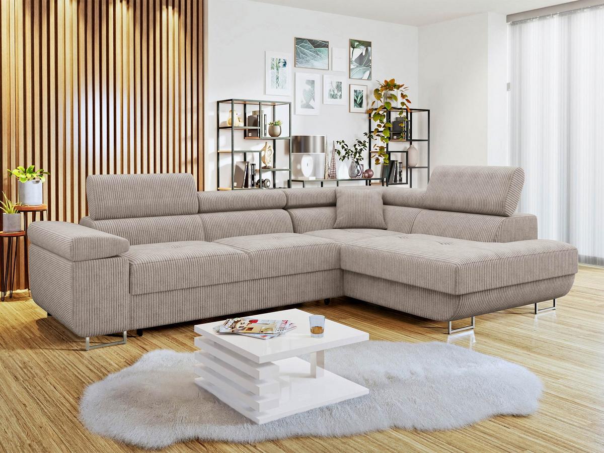 ECKSOFA Torezio Cord, Seite: Rechts - Sahara, Holz/Textil (274/203cm) - MIRJAN24