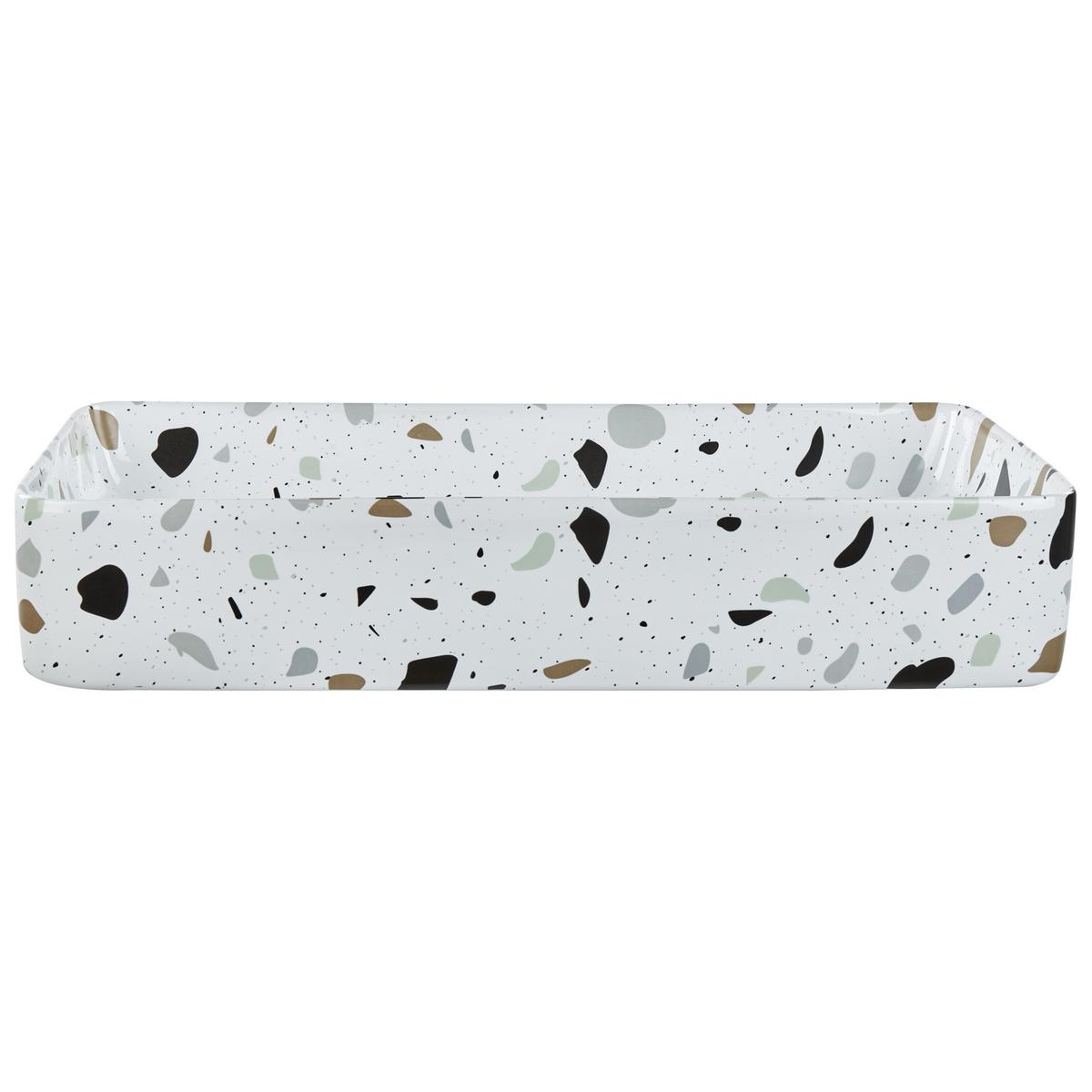 AUFSATZWASCHBECKEN Terrazzo Weiß 61/35 cm Keramik Nules - Weiß, Keramik (61/11/35cm) - Beliani