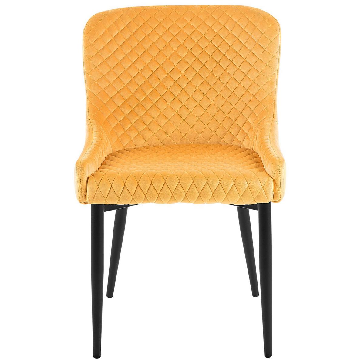 ESSZIMMERSTUHL 2er-Set Samtstoff Gelb Solano - Gelb, Textil/Metall (51/82/52cm) - Beliani