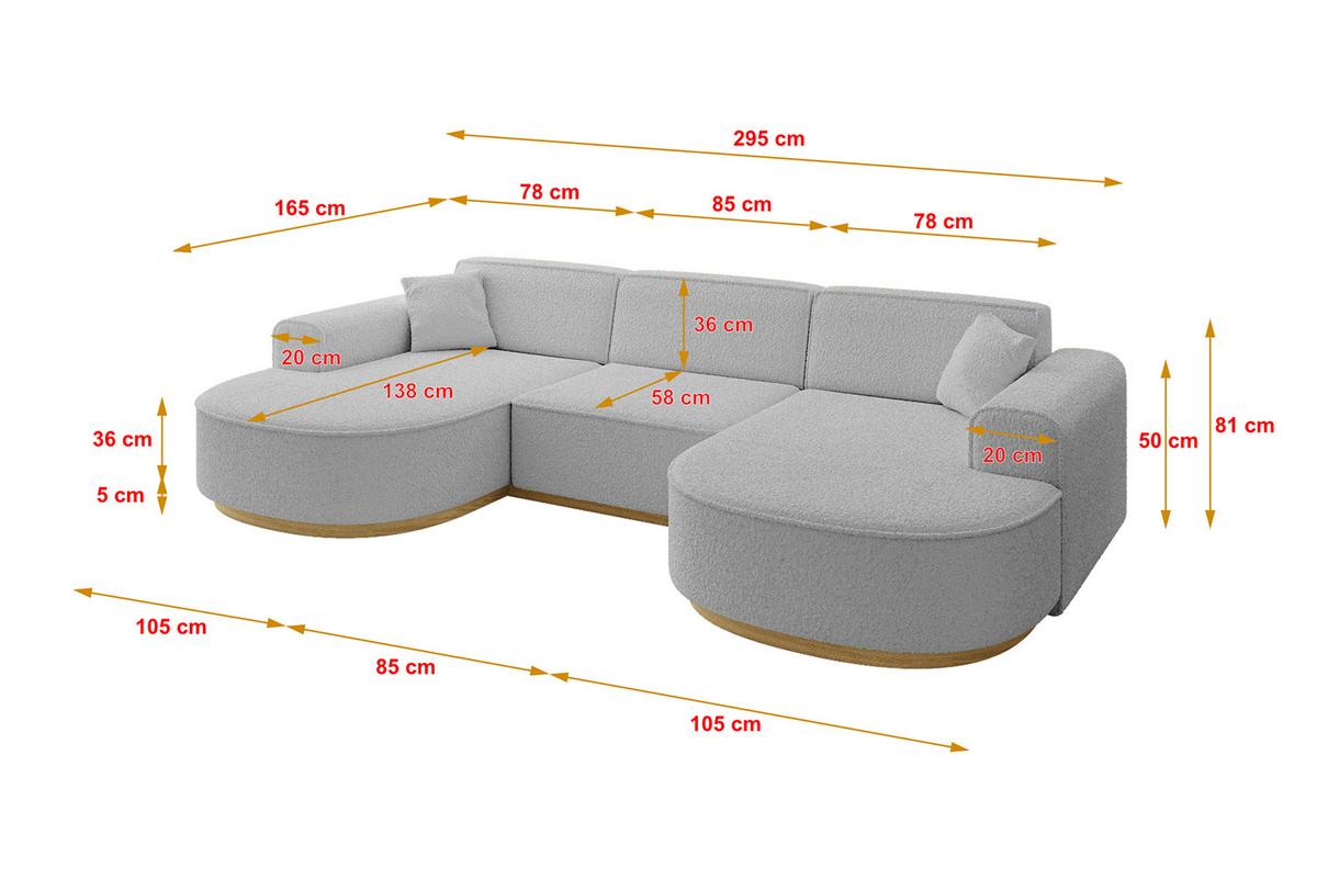 WOHNLANDSCHAFT MARI-U1-v2 - 303x171x83 cm Hellgrau Bouclé - Hellgrau, Holzwerkstoff/Textil (303/83/171cm) - ALTDECOR