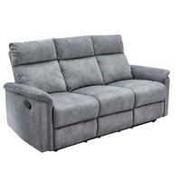 3-SITZER-RELAXSOFA Federkern, Liegefunktion verstellbar durch halbautomatische Relaxfunktion B180/T90/H100 cm, Velours Vintage Grau / 15128 - Hellgrau/Schwarz, Textil (180/100/90cm) - luma-home