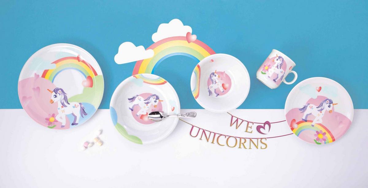 KINDERGESCHIRR SET Compact Mein kleines Einhorn bunt 5-tlg. - Multicolor, Keramik (2/2/2cm) - Seltmann Weiden