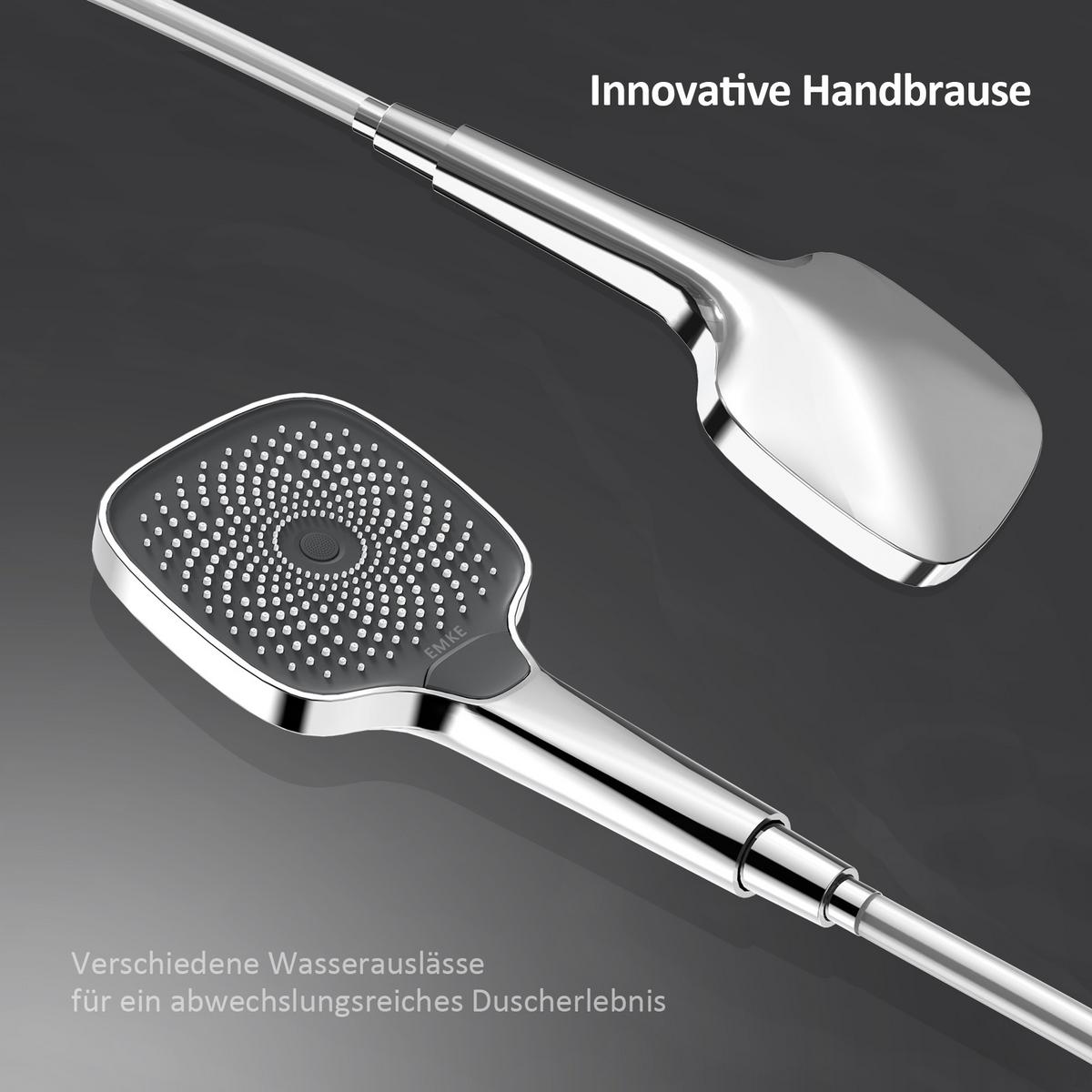 ÜBERKOPFBRAUSESET mit Thermostat höhenverstellbar Chrom 119,4/49/25,3 cm - Chromfarben, Metall (25/119/49cm) - EMKE