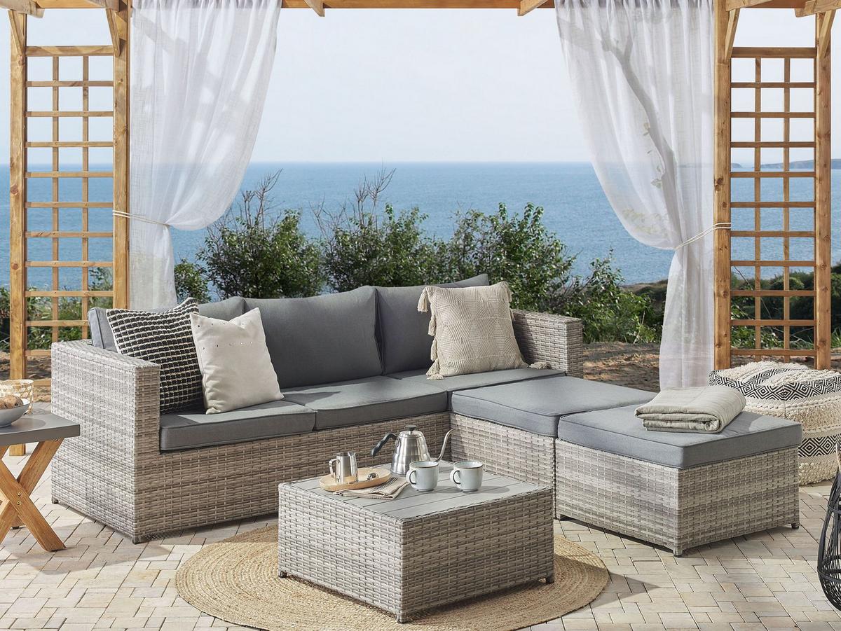 LOUNGE SET 5-Sitzer grau rechtsseitig modular Sabbia - Grau, Kunststoff - Beliani