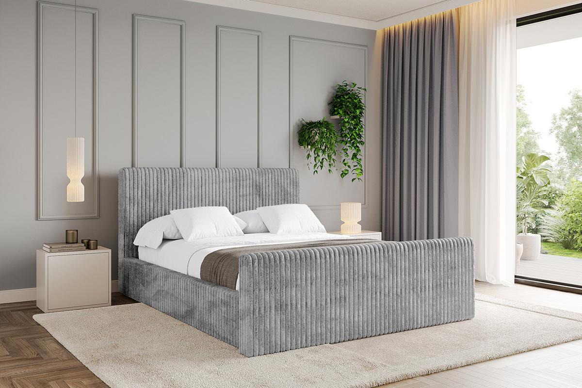 POLSTERBETT mit Bettkasten, Fußteil und Lattenrost, Boxbett mit Matratze H3/H4 - ALOVA-Z-V1 120x200 Hellgrau - Hellgrau, Holzwerkstoff/Textil (120/200cm) - ALTDECOR