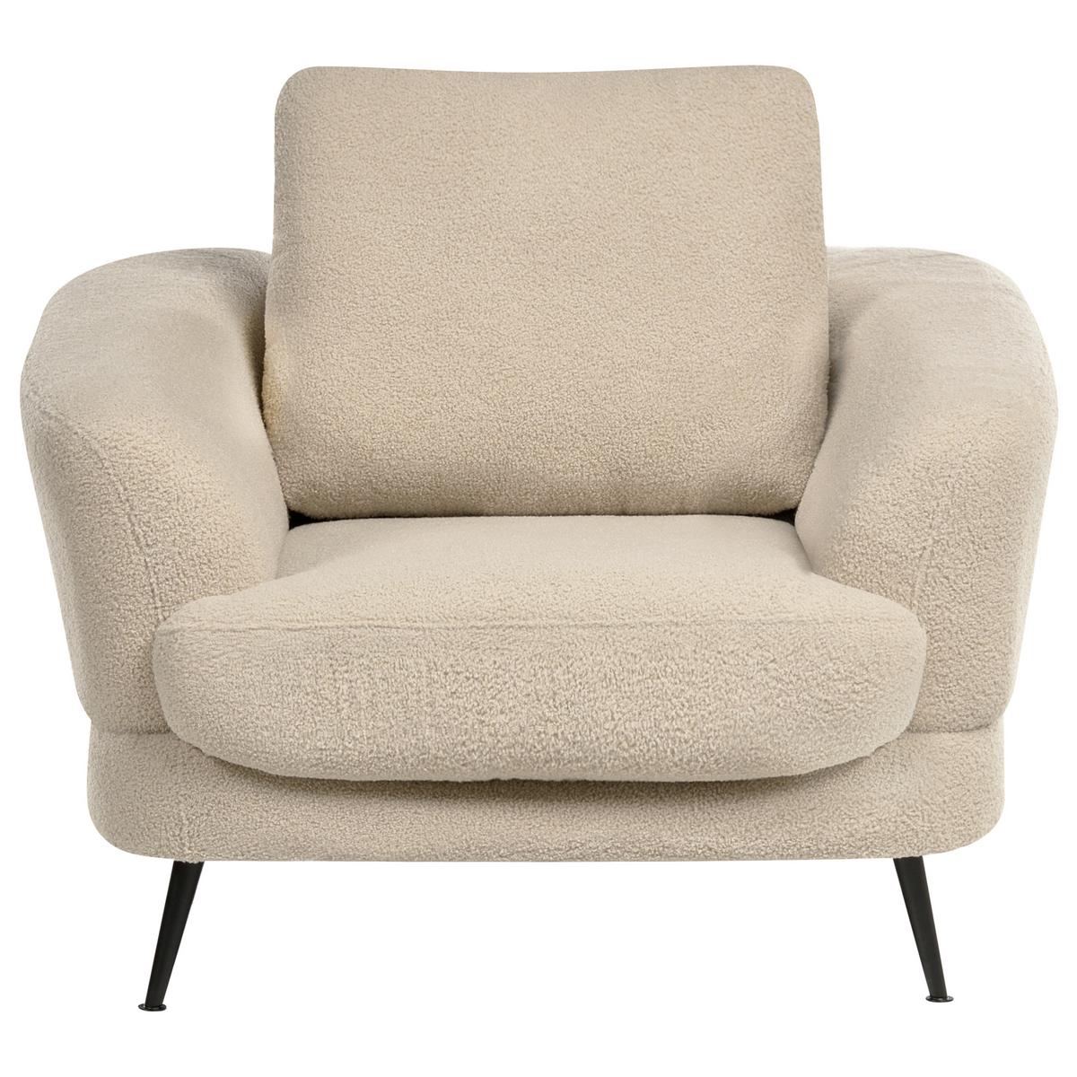 SOFA-SET 3-Sitzer Bouclé Hellbeige Kjaer - Beige/Schwarz, Textil (155/100/100cm) - Beliani