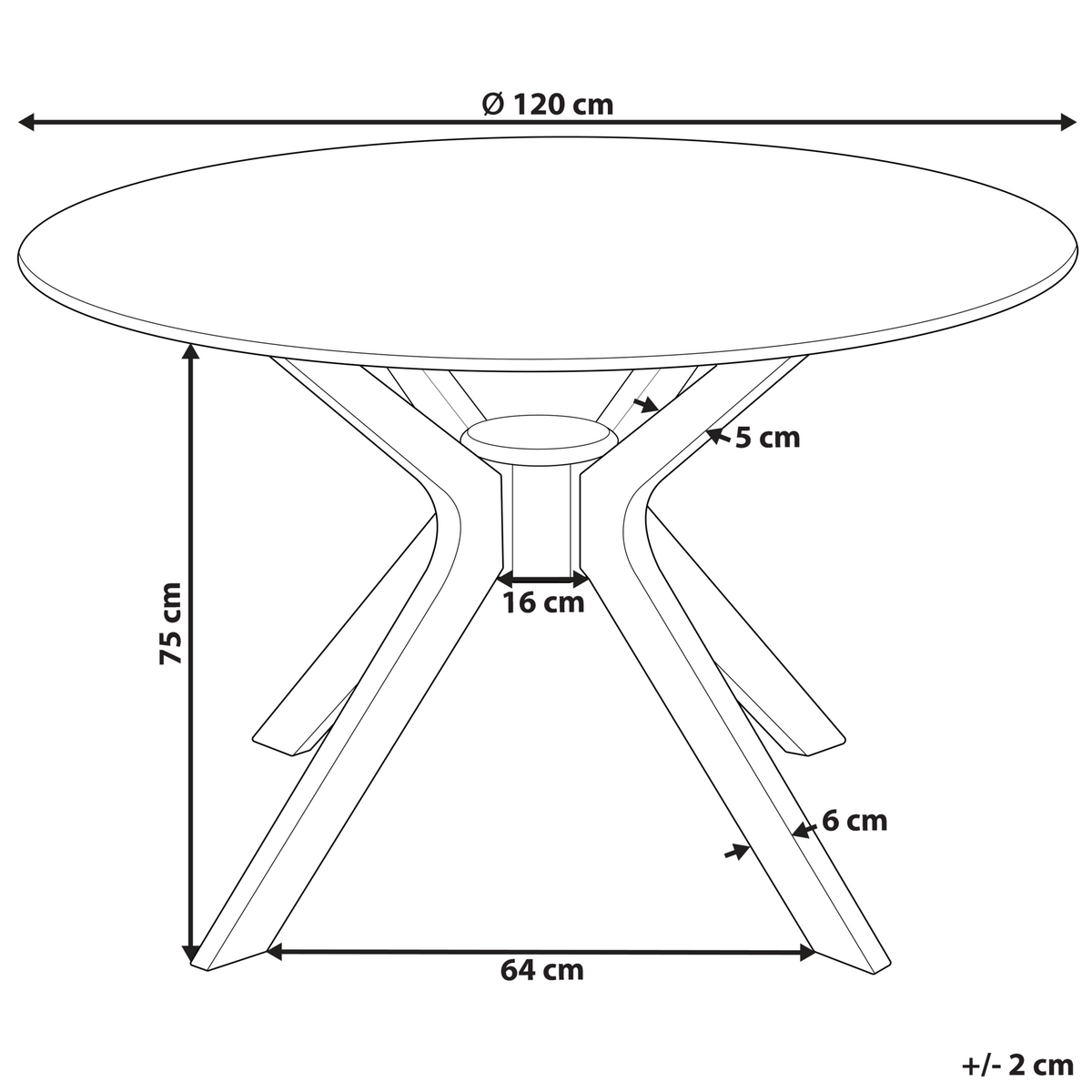 ESSTISCH 120/120/75 cm Dunkelbraun Rund Tymis - Dunkelbraun, Holzwerkstoff (120/120/75cm) - Beliani