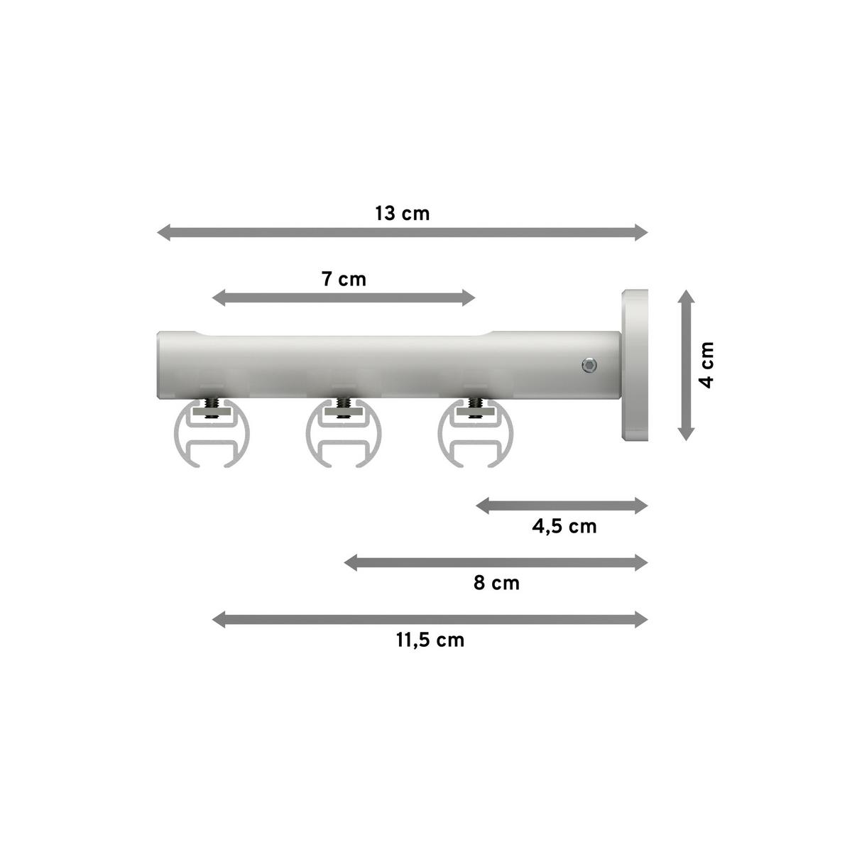 GARDINENSTANGE INNENLAUF Siteno Tanara 320 cm (geteilt in 2 x 160 cm), 3-läufig, 20 mm Ø Weiß - Chromfarben/Weiß, Metall (320cm) - INTERDECO