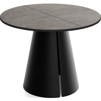 ESSTISCH Lamio runder ausziehbarer, Beton-Optik Dunkelgrau 100-180/100/76 cm - Dunkelgrau/Schwarz, Holzwerkstoff/Metall (100/176/76cm) - WFL GROUP