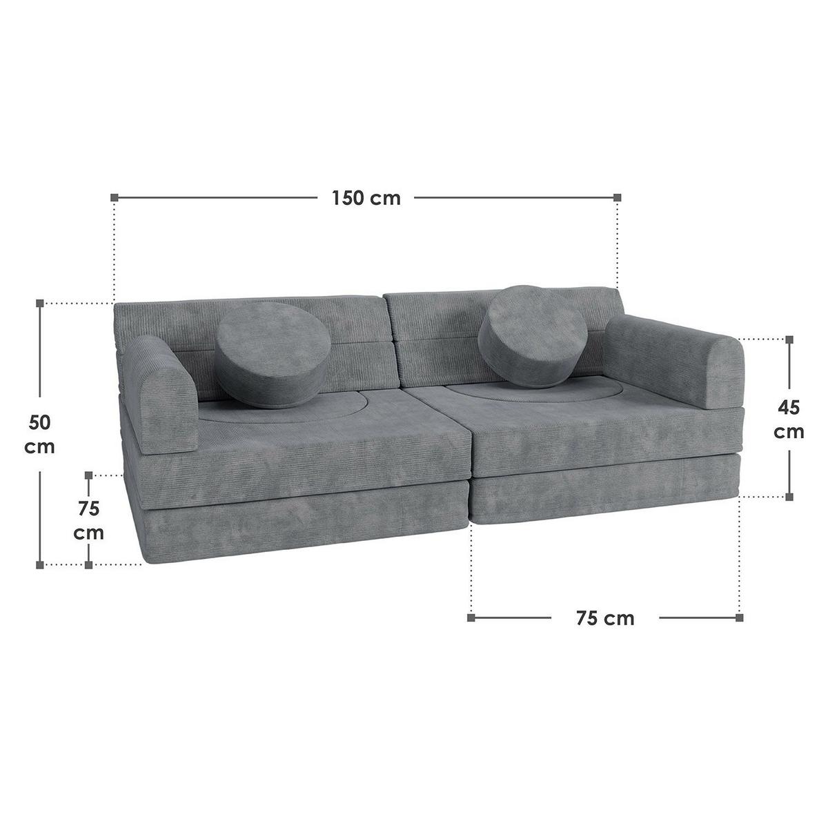 KINDERSOFA Kayo cord hellgrün - Grün, Textil (150/50/75cm) - Juskys