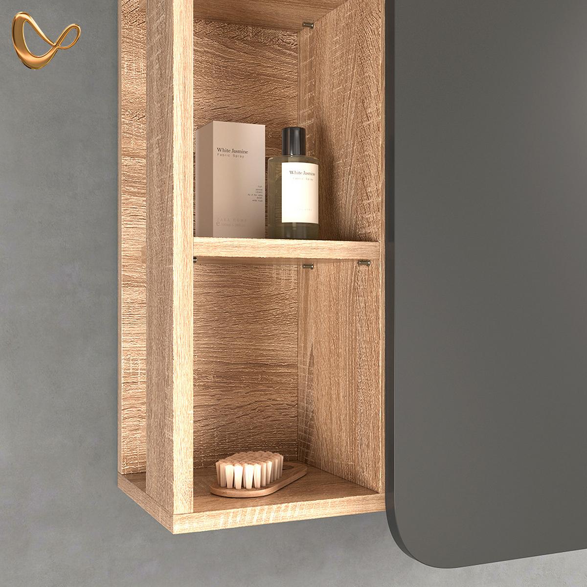 BADSCHRANK Marano Anthrazit 50 x 75 cm mit Tür und offenen Fächern - Anthrazit, Holzwerkstoff (50/75/20cm) - Livinity®