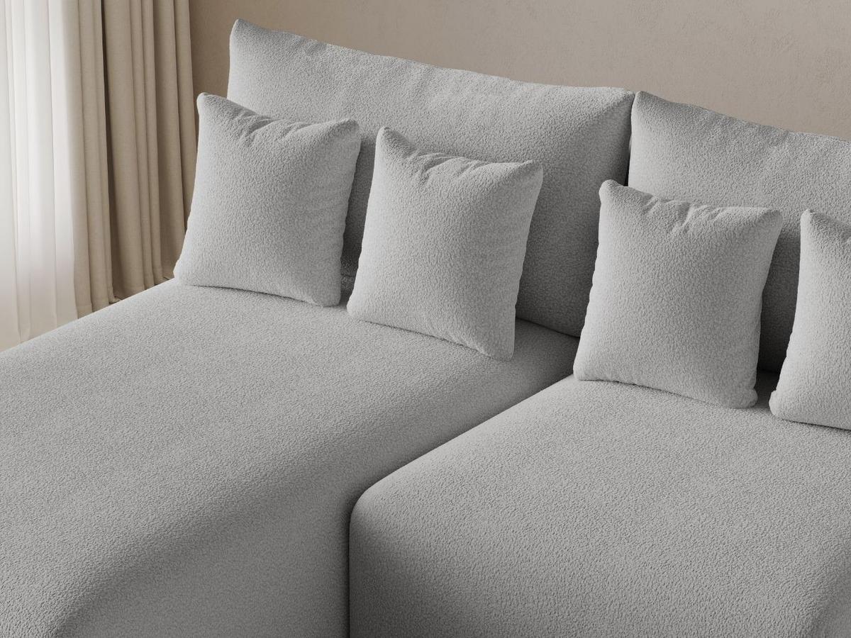 ECKSOFA Ronni Bouclé-Stoff Grau Links - Grau, Holz/Textil (206/190cm) - Graingold