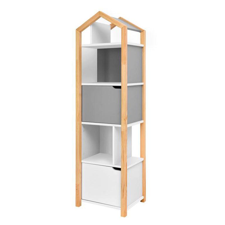 BÜCHERREGAL Grau und weiß - Weiß, Holzwerkstoff (46/160/37cm) - Petits-meubles