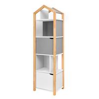BÜCHERREGAL Grau und weiß - Weiß, Holzwerkstoff (46/160/37cm) - Petits-meubles