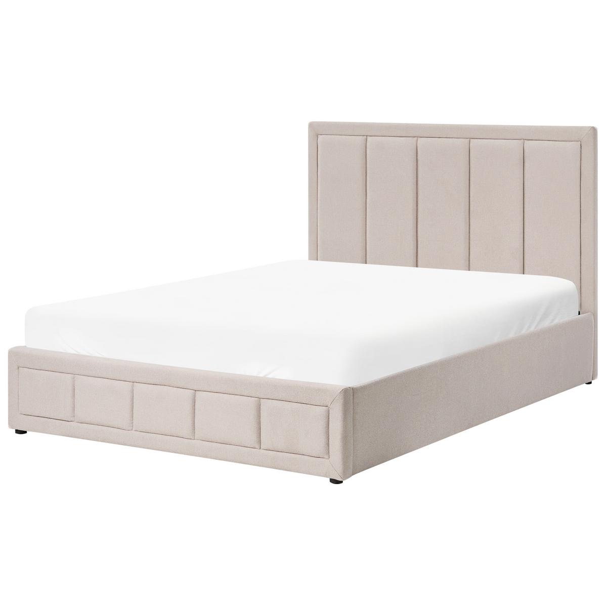 BETT mit Stauraum 140/200 cm Stoff Beige Quiberon - Beige, Textil (140/200cm) - Beliani