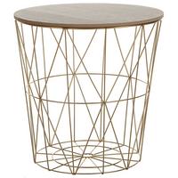 BEISTELLTISCH gold/heller Holzfarbton 40 cm Lanark - Hellbraun/Goldfarben, Holzwerkstoff (40/40/40cm) - Beliani
