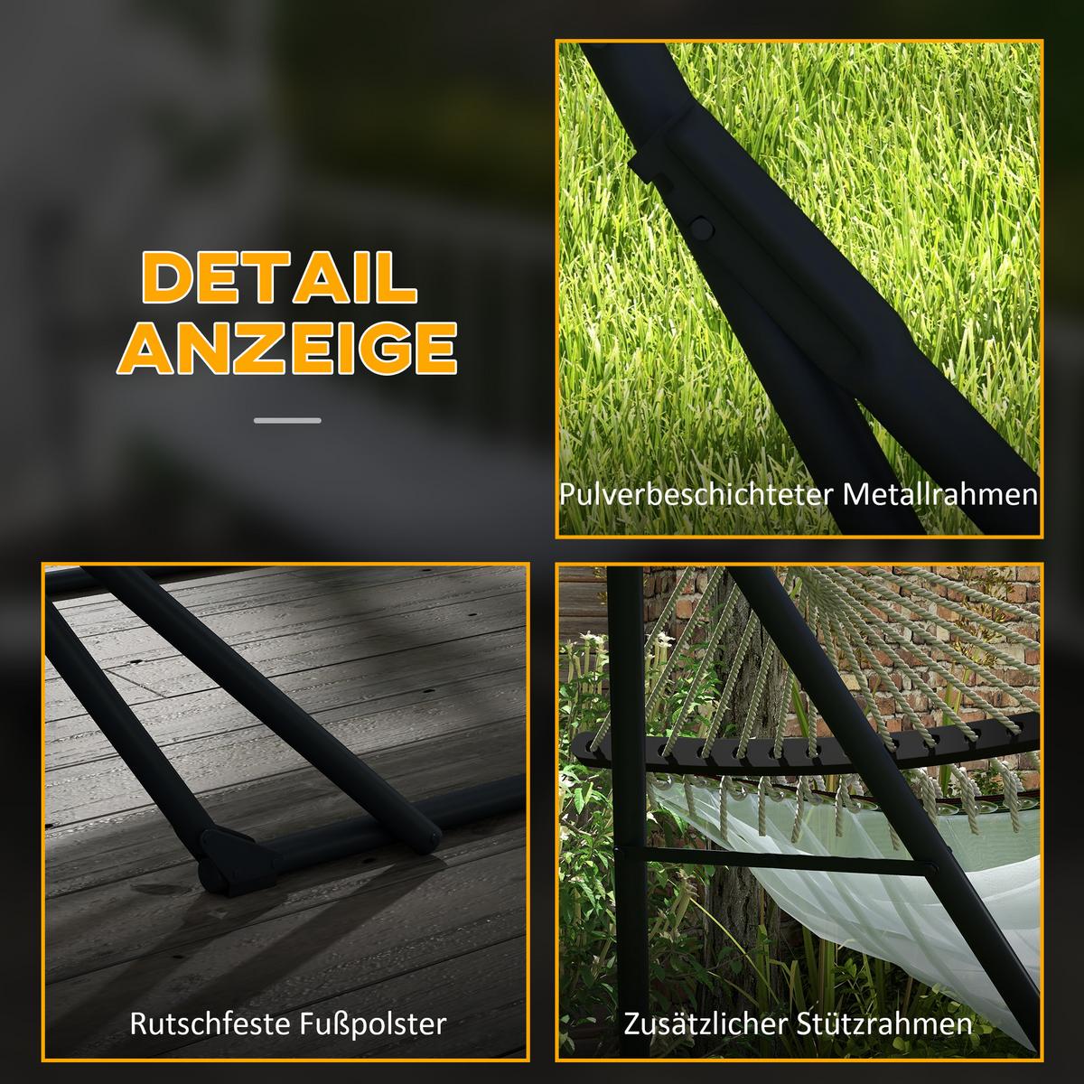 HÄNGEMATTENGESTELL, Metal, Nylon, Weiß - Weiß, Metall (263/89/100cm) - Outsunny