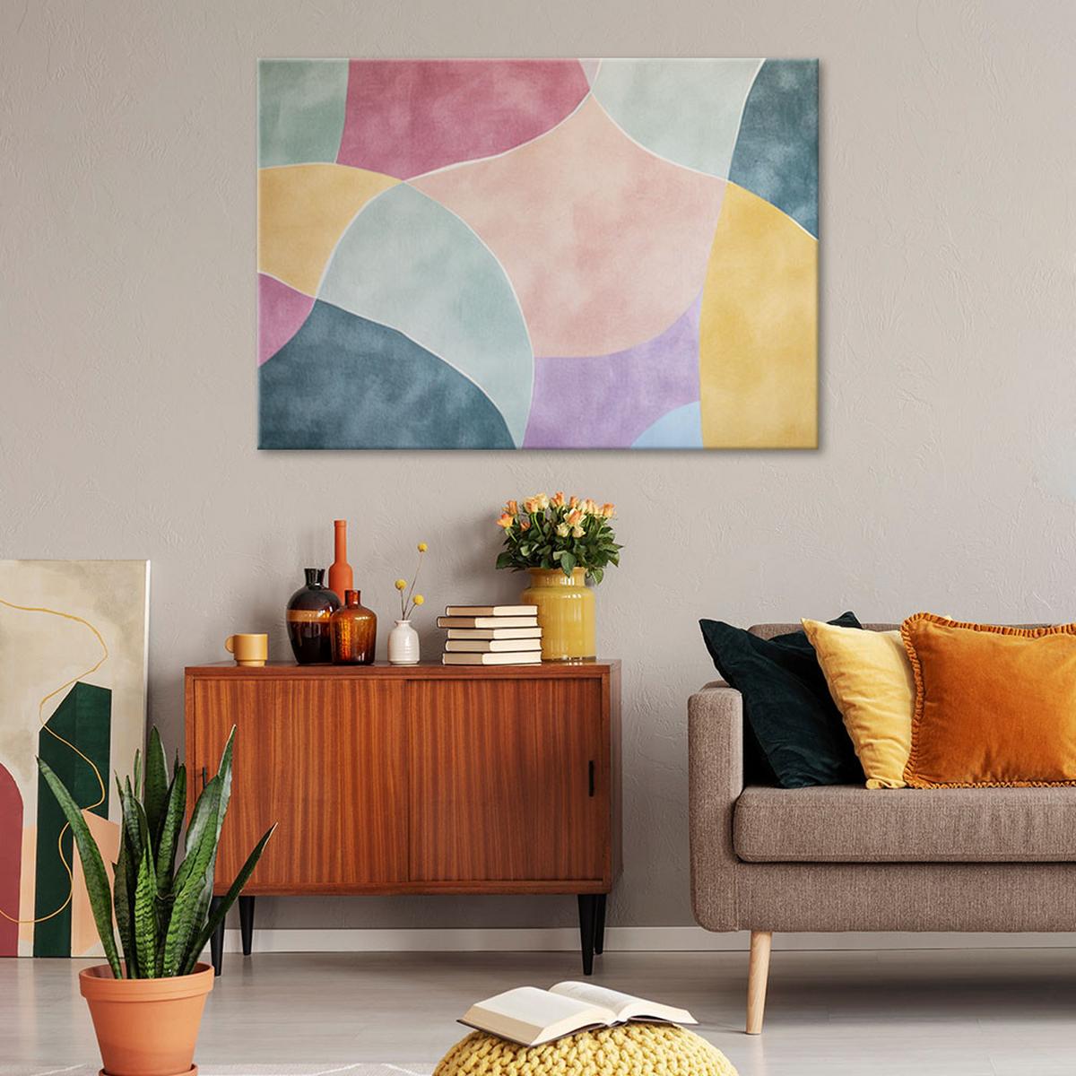 LEINWANDBILD Pastell Retro Abstraktion 120x80cm - Multicolor, Textil (120/80cm) - Feeby