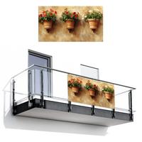 BALKON-SICHTSCHUTZ Blumentöpfe - Wand - Vintage Witterungsbeständig 200x110 cm - Terracotta, Kunststoff (200/110cm) - MuchoWow