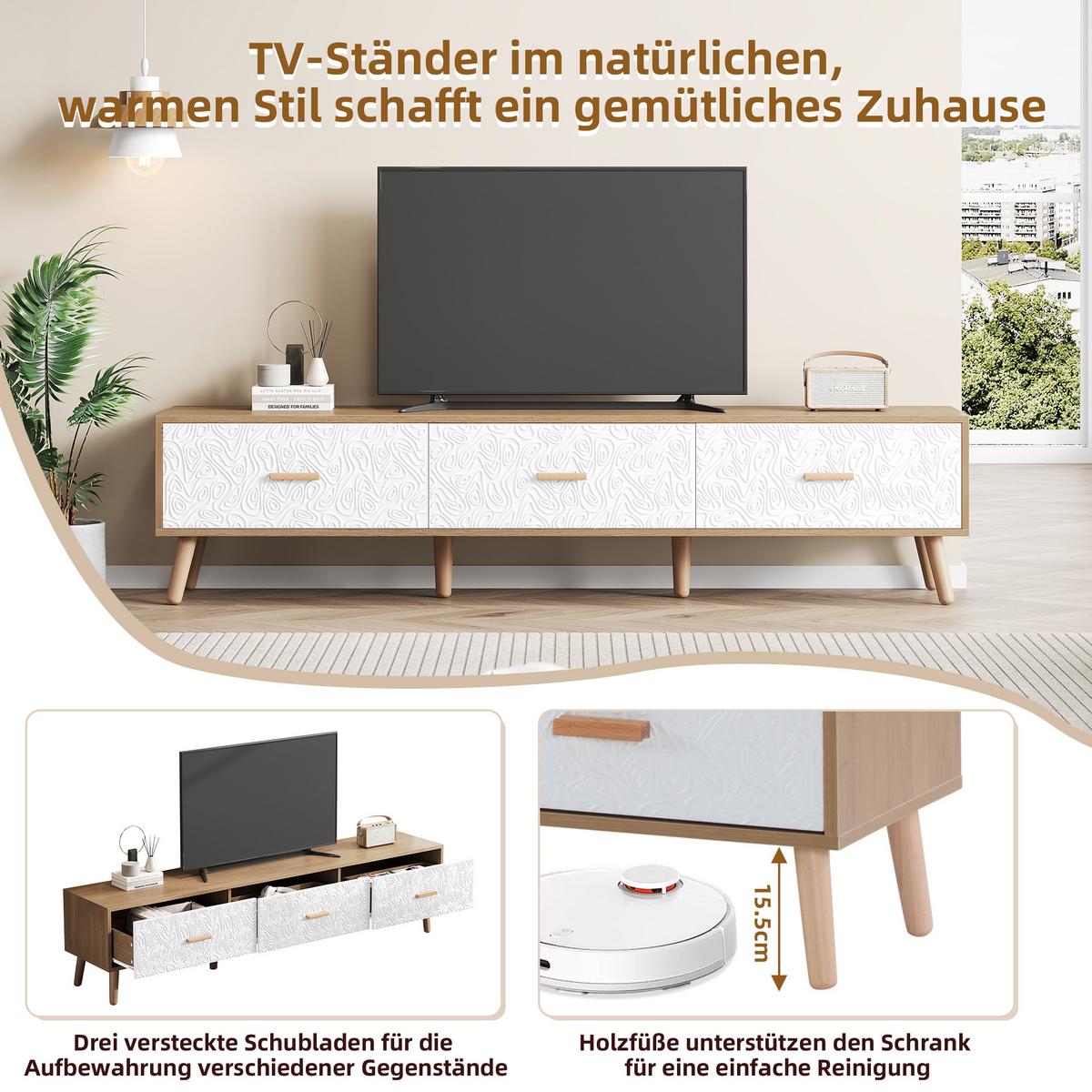 TV-MÖBEL Heller Holzoptik 150/35/39 cm - Grau, Holzwerkstoff (35/39/150cm) - Urban Meuble