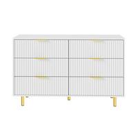 SIDEBOARD weiß gold 6 schubladen 120cm modern - Weiß, Holzwerkstoff (120/72/40cm) - Urban Meuble