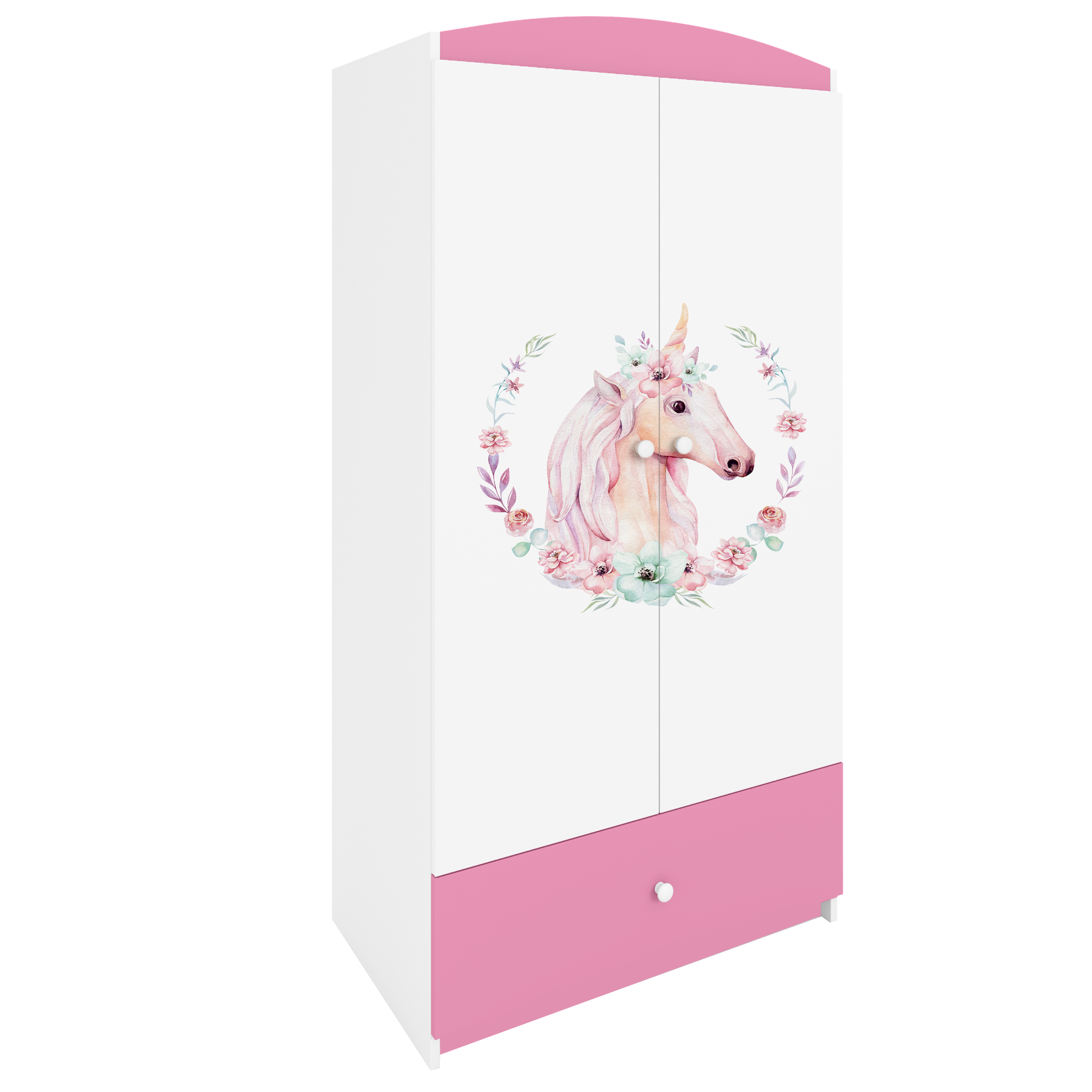 KINDERKLEIDERSCHRANK Pferd - Hellrosa, Holzwerkstoff (90/175/52cm) - RAUMHIRSCH FURNITURE
