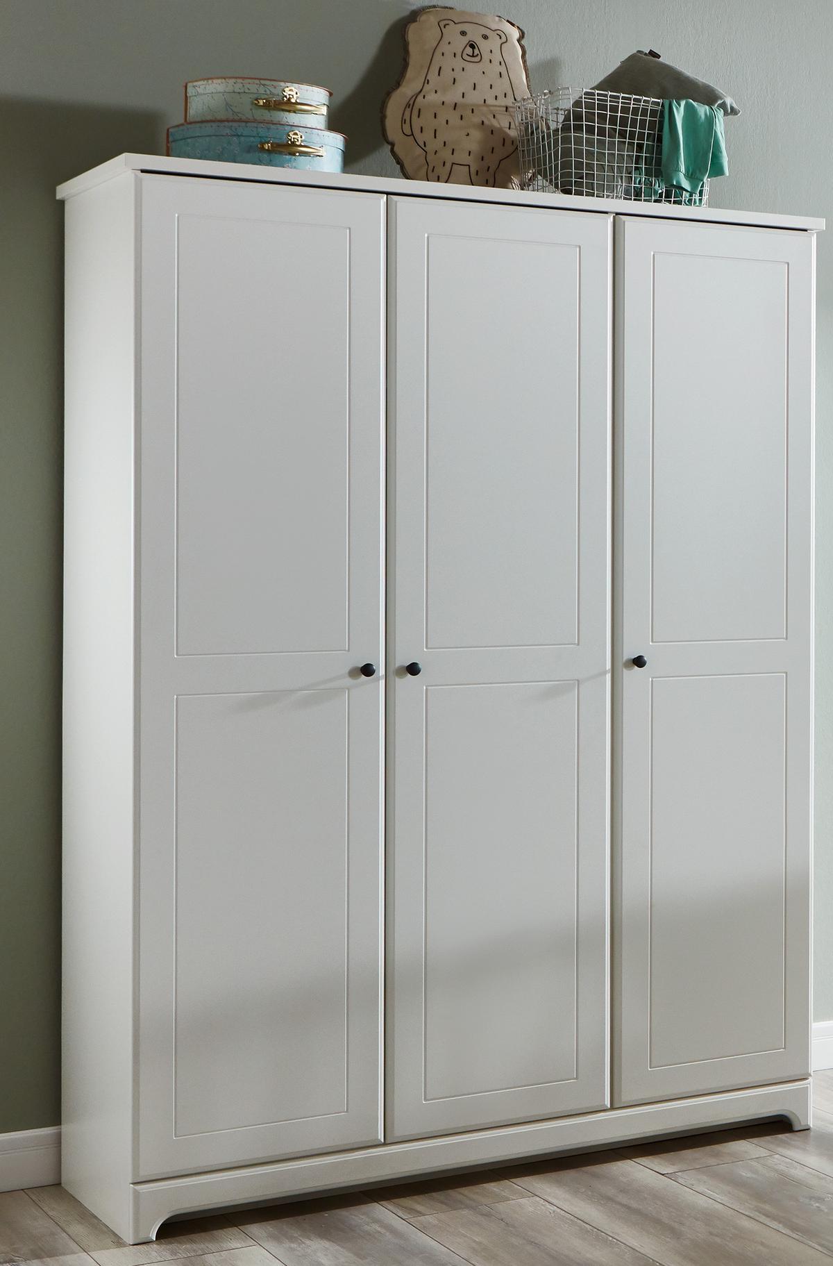 KLEIDERSCHRANK Thilo Landhausstil 133/189/51 cm Soft-Close - Schwarz/Weiß, Holzwerkstoff/Metall (133/189/51cm) - arthur berndt