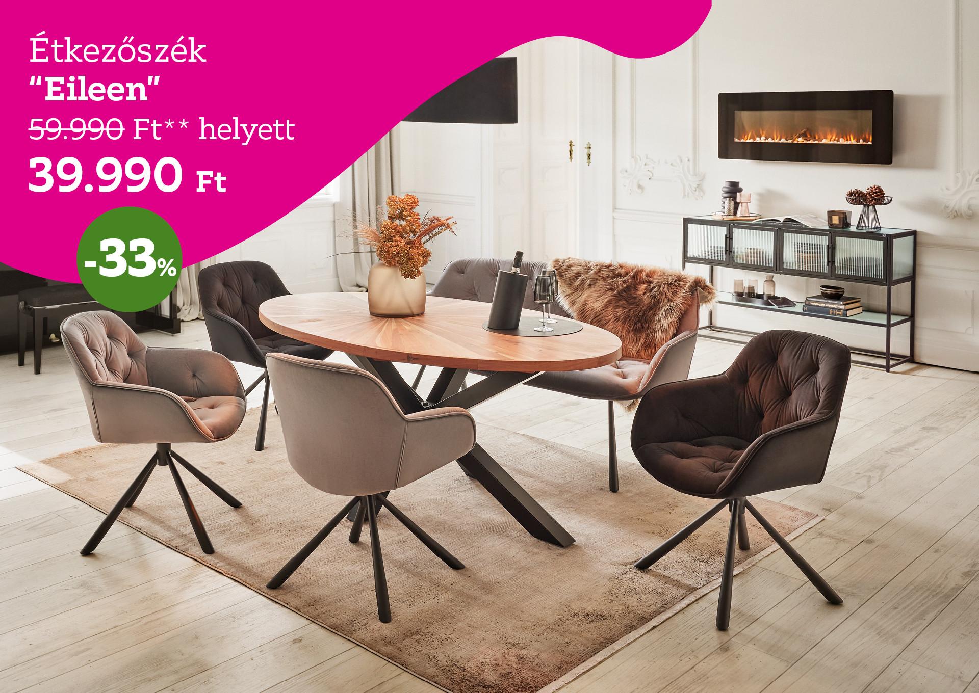 Étkezőszék Eileen 59990 Forint helyett 39990 Forint, kedvezmény mértéke 33%