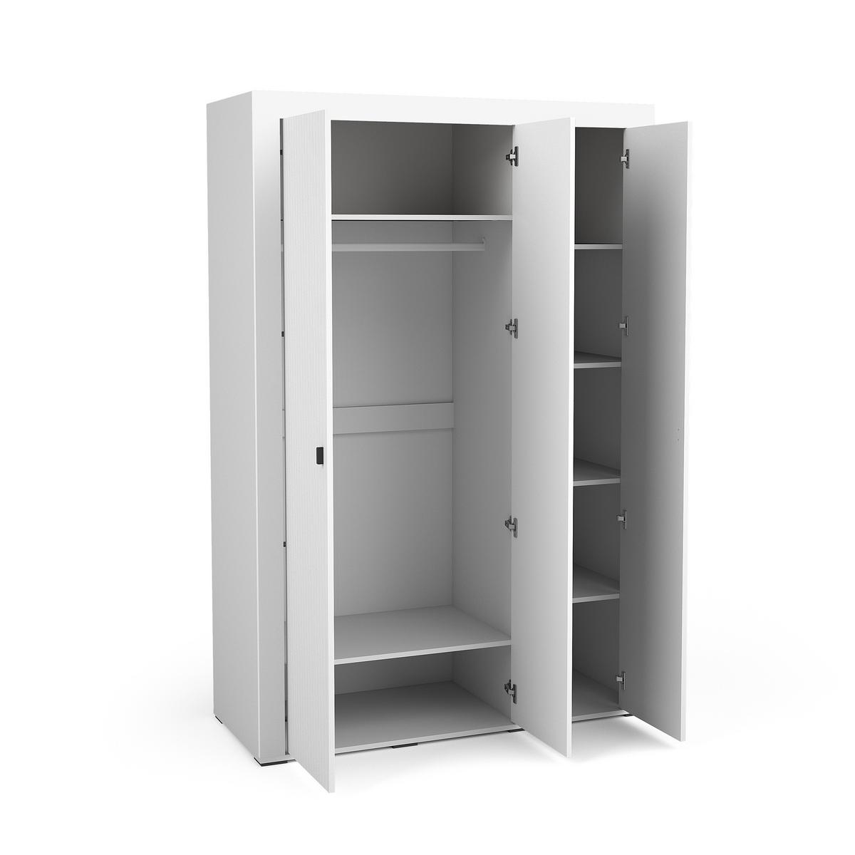 DREHTÜRENSCHRANK Monta mit 3 Türen, Weiß - Weiß, Holzwerkstoff (137/206/56cm) - Beautysofa