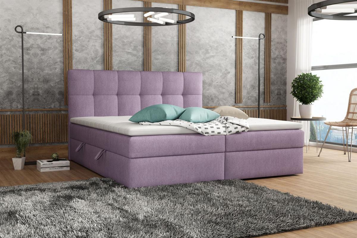BOXBETT Arturo In Soro - Violett, Holzwerkstoff/Textil (140/200cm) - Fun Möbel