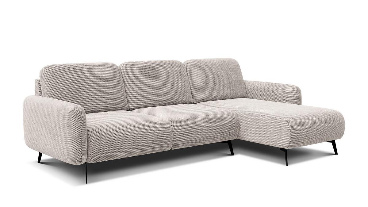 ECKSOFA FEBE 4-Sitzer rechts, beige - Beige/Schwarz, Holz/Textil (264/157cm) - Wozimo