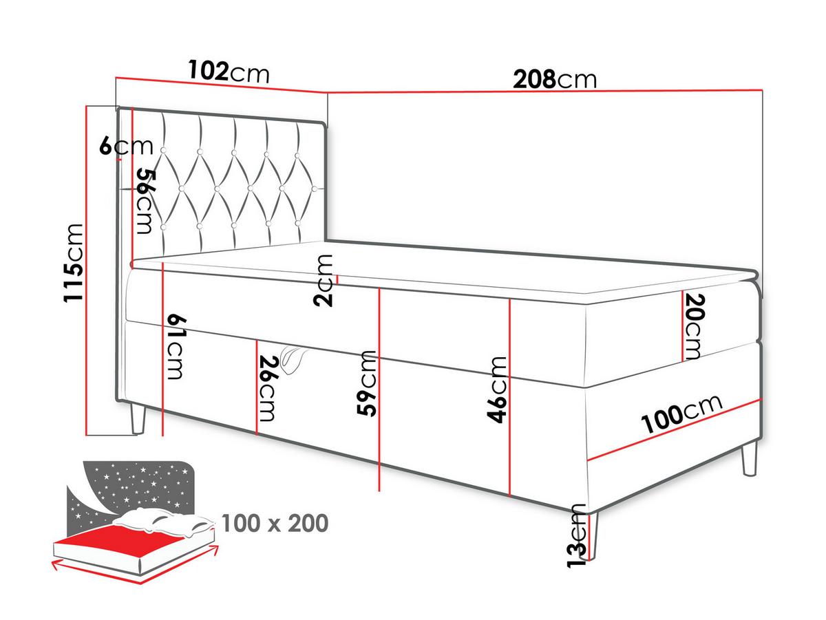 BOXBETT Filip Junior 1, Seite zum Öffnen des Bettkastens: Rechts - H3 - Türkis/Weiß, Holz (100/200cm) - MIRJAN24