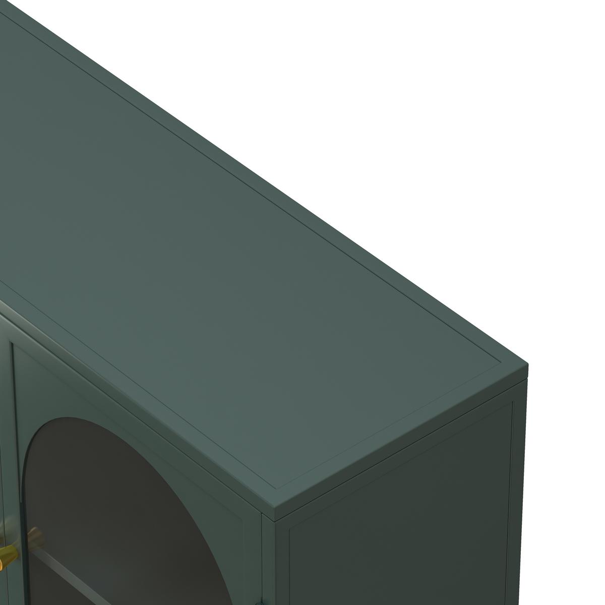 WANDSCHRANK 120cm Metall 4 Türen Graues Glas - Dunkelgrün, Metall (120/70/23cm) - Urban Meuble