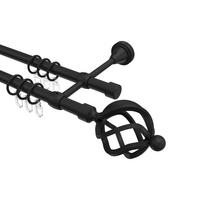 GARDINENSTANGE Primus Paolo 140 cm, 2-läufig, 16 mm Ø Schwarz - Schwarz, Metall (140cm) - INTERDECO