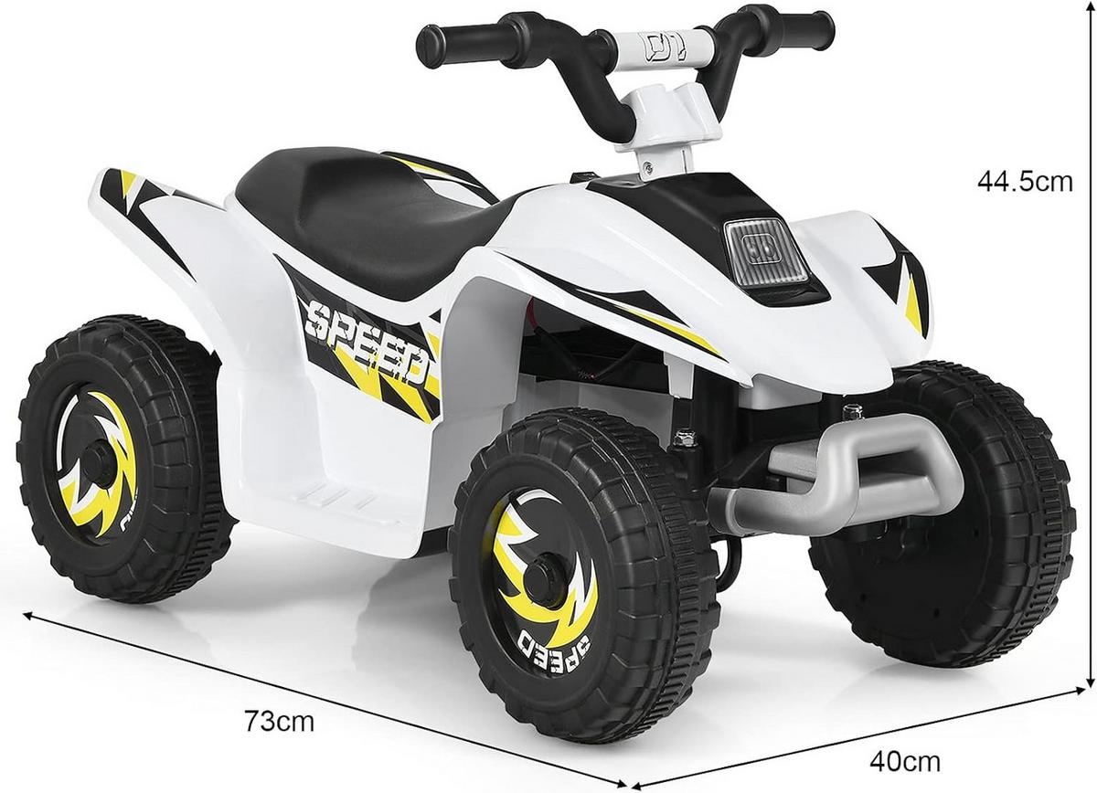 KINDERMOTORRAD 6V Elektro Kinderquad Weiß - Weiß, Kunststoff (73/44.5/40cm) - COSTWAY
