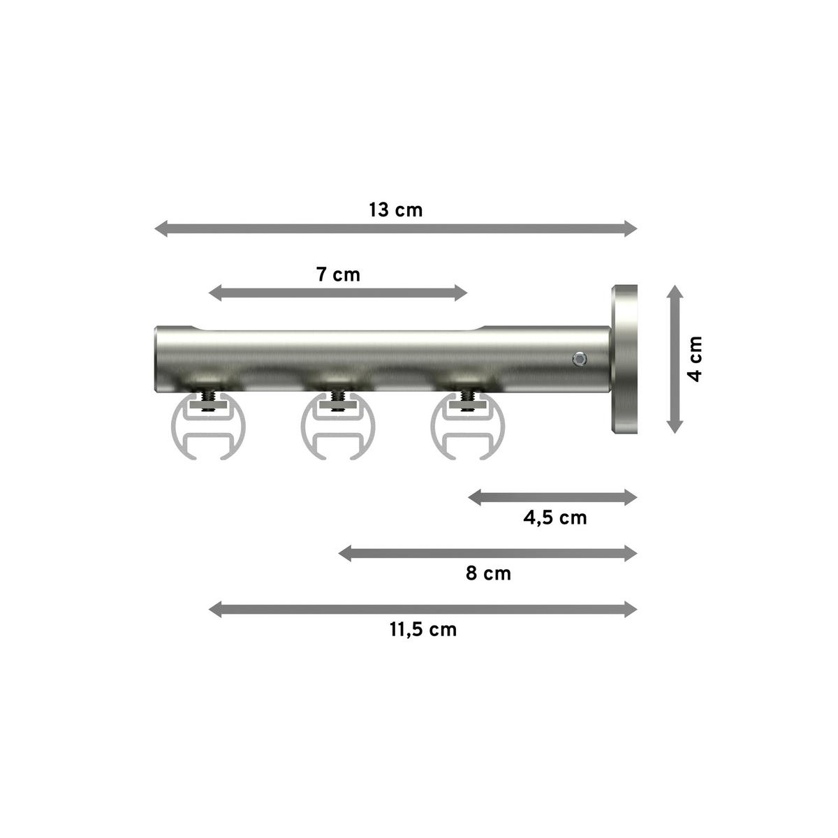 GARDINENSTANGE INNENLAUF Siteno Tanara 540 cm (geteilt in 3 x 180 cm), 3-läufig, 20 mm Ø Edelstahl-Optik - Edelstahlfarben/Silberfarben, Metall (540cm) - INTERDECO