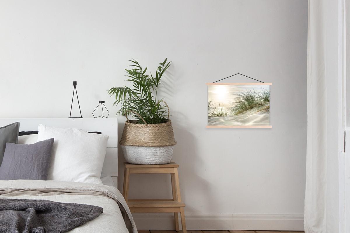 POSTER MIT MAGNETLEISTEN Dünen mit Strandhafer in der Sonne des Nationalparks Schleswig-Holsteinisches Wattenmeer Wandbilder 60x40 cm - Creme, Textil (60/40/0.15cm) - MuchoWow