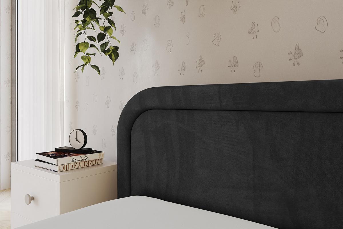 EINZELLBETT Jugendbett mit Bettkasten, Rechts - JOVY 80x200 Schwarz - Anthrazit, Holzwerkstoff/Textil (80/200cm) - ALTDECOR