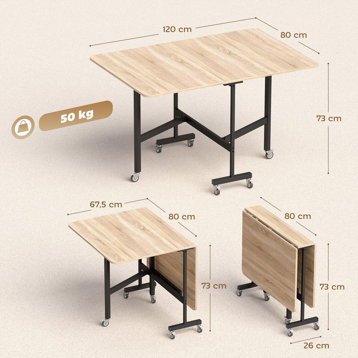 ESSTISCH aus Spanplatte 120/80/73 cm Eiche - Eichefarben/Schwarz, Holzwerkstoff/Metall (120/80/73cm) - HOMCOM