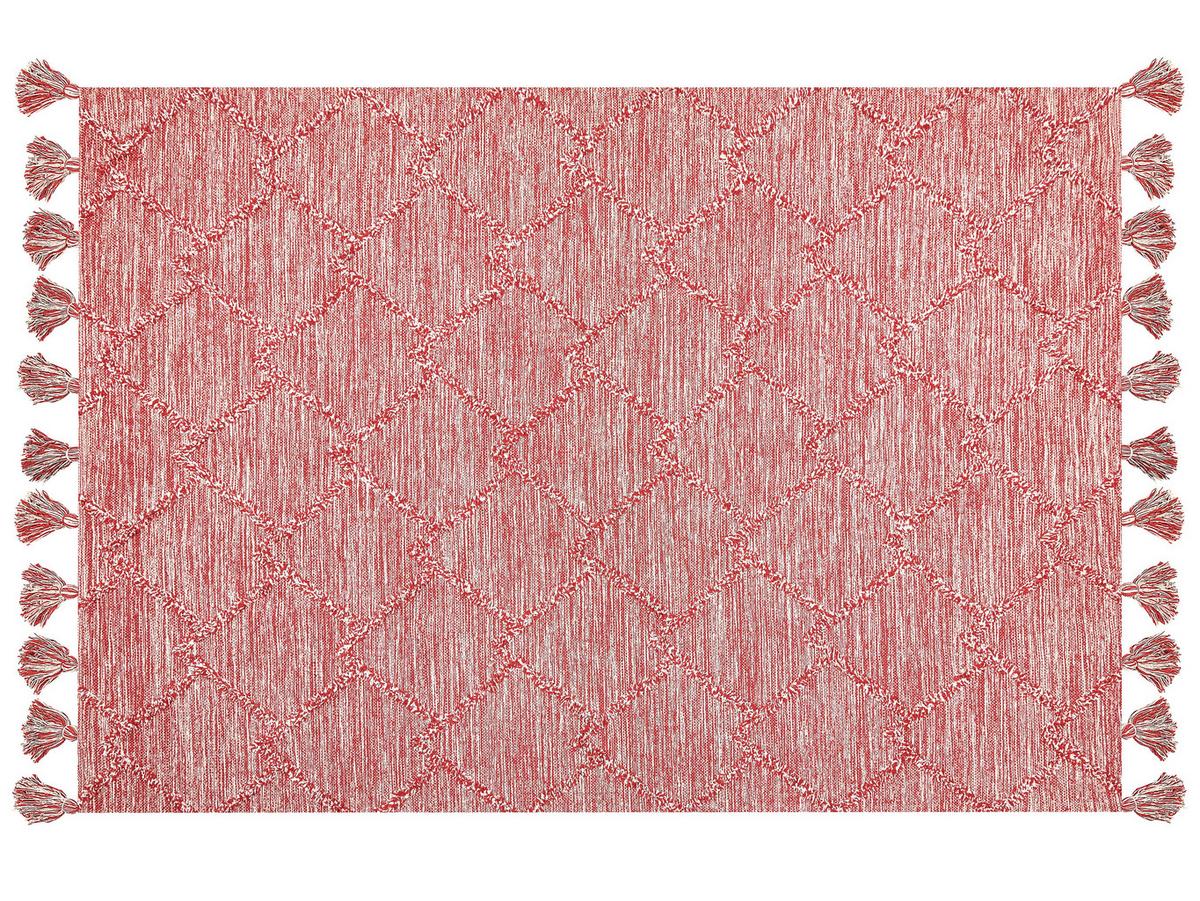 KURZFLOR-TEPPICH Nigde 230/160 cm - Rot, Textil (160/230cm) - Beliani