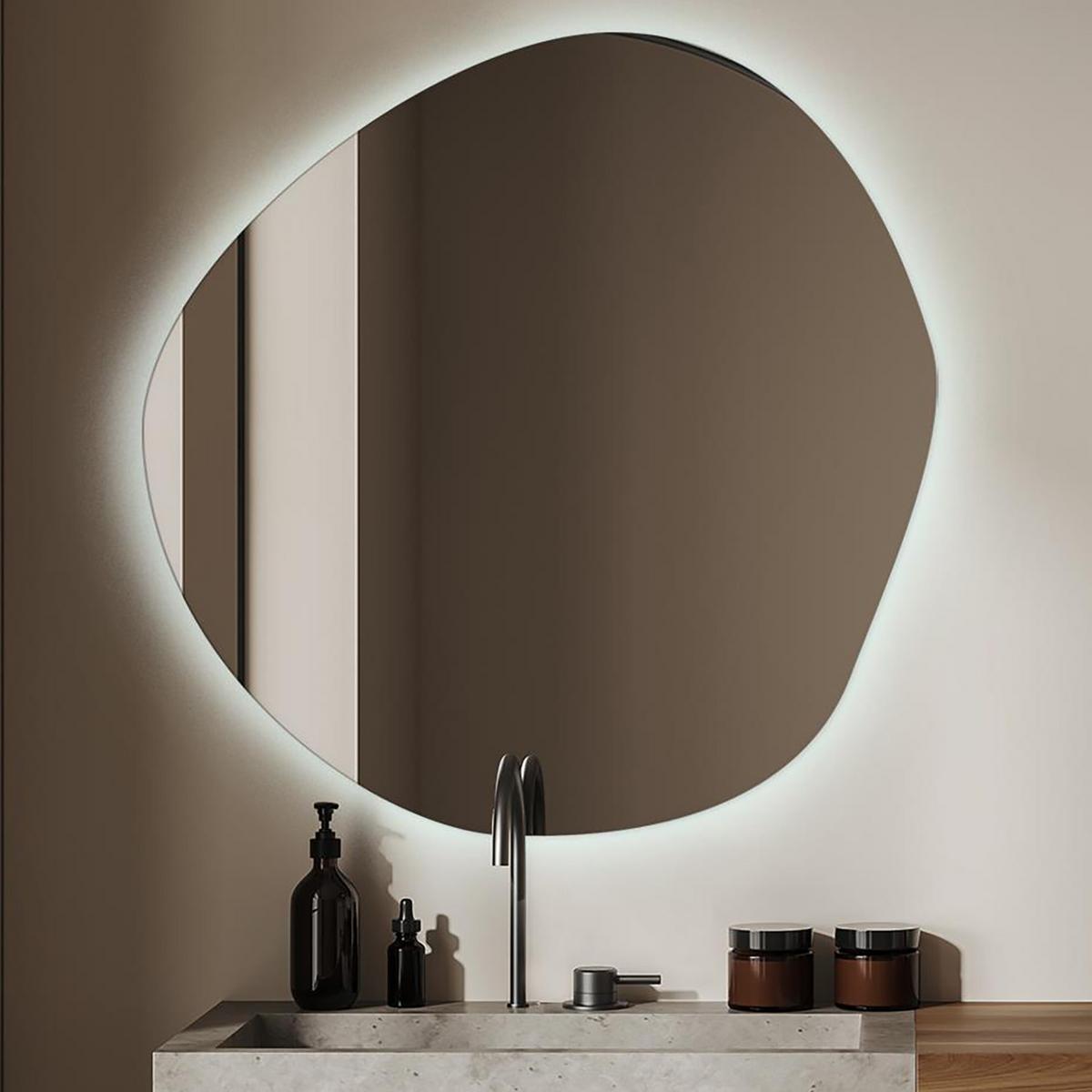 SPIEGEL 86,2 x 86,9 cm Asymmetrisch Neutralweiß 4000K - Blaugrau, Glas (86.2/86.9/0.4cm) - TULUP