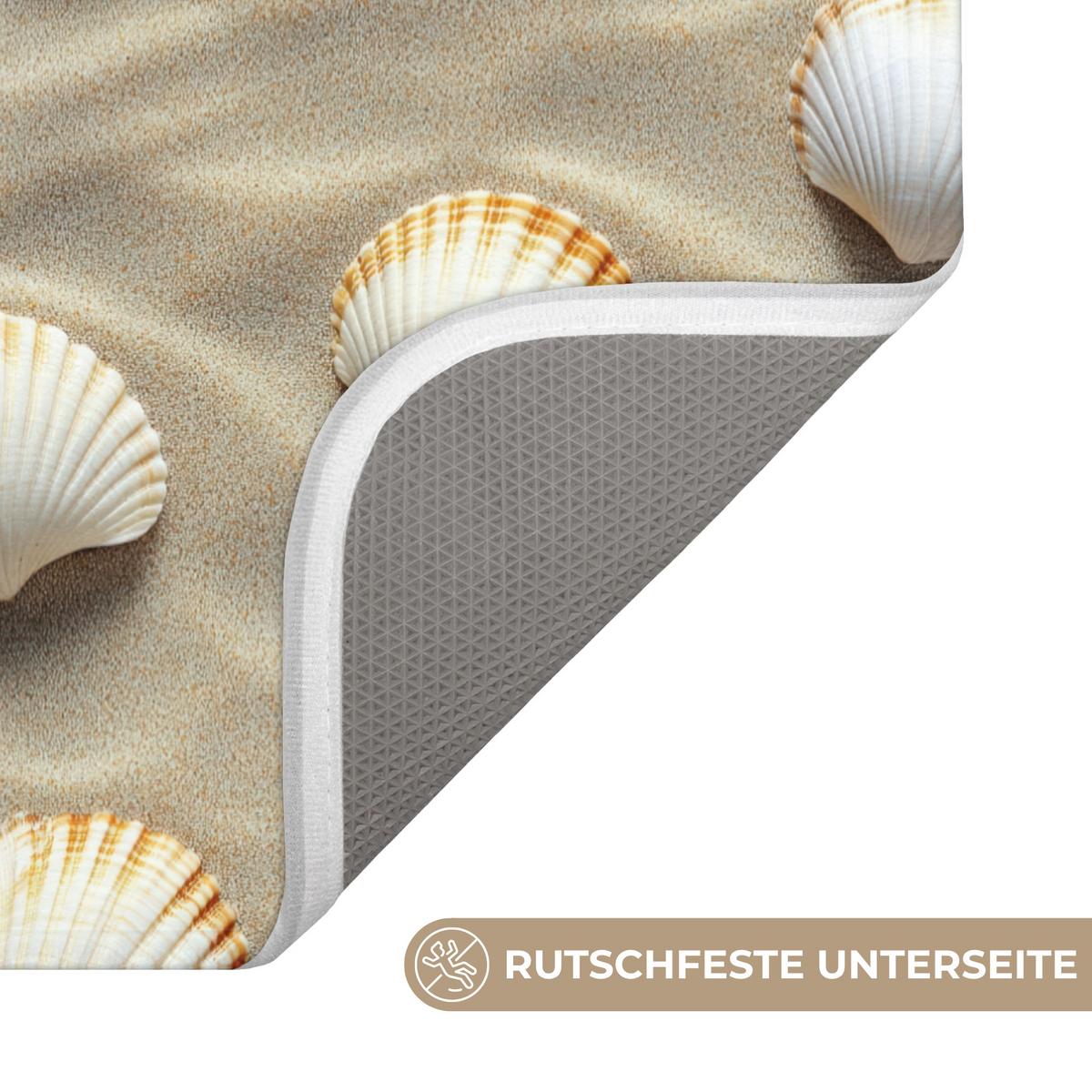 WC-VORLEGER Muscheln - Sand - Maritim WC Teppich 50x80 cm - Sandfarben, Textil (50/1cm) - OnlyWow