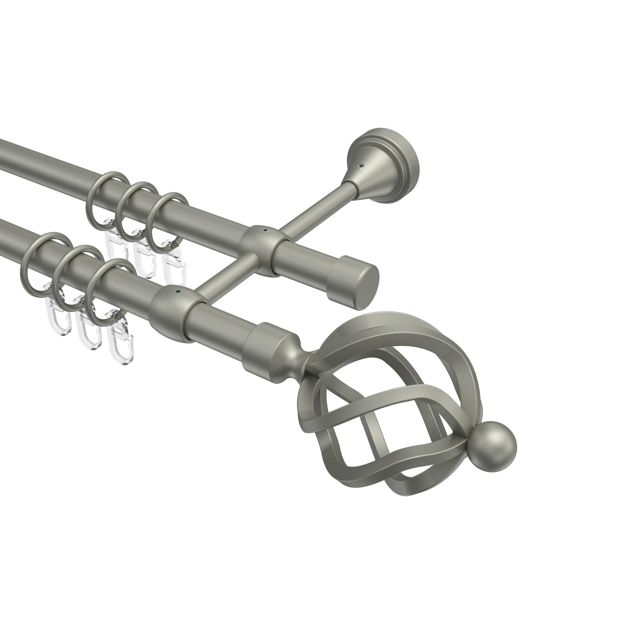 GARDINENSTANGE Primus Paolo 240 cm (geteilt in 2 x 120 cm), 2-läufig, 16 mm Ø Chrom matt - Chromfarben/Nickelfarben, Metall (240cm) - INTERDECO