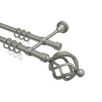 GARDINENSTANGE Primus Paolo 100 cm, 2-läufig, 16 mm Ø Chrom matt - Chromfarben/Nickelfarben, Metall (100cm) - INTERDECO