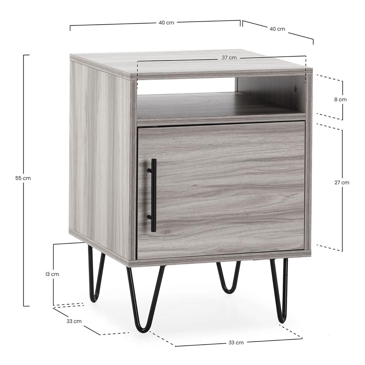 NACHTTISCH Alma 1 Tür Holzfarbe, Metallfüße - Wildeiche, Holzwerkstoff/Kunststoff (40/55/40cm) - VS Venta-stock