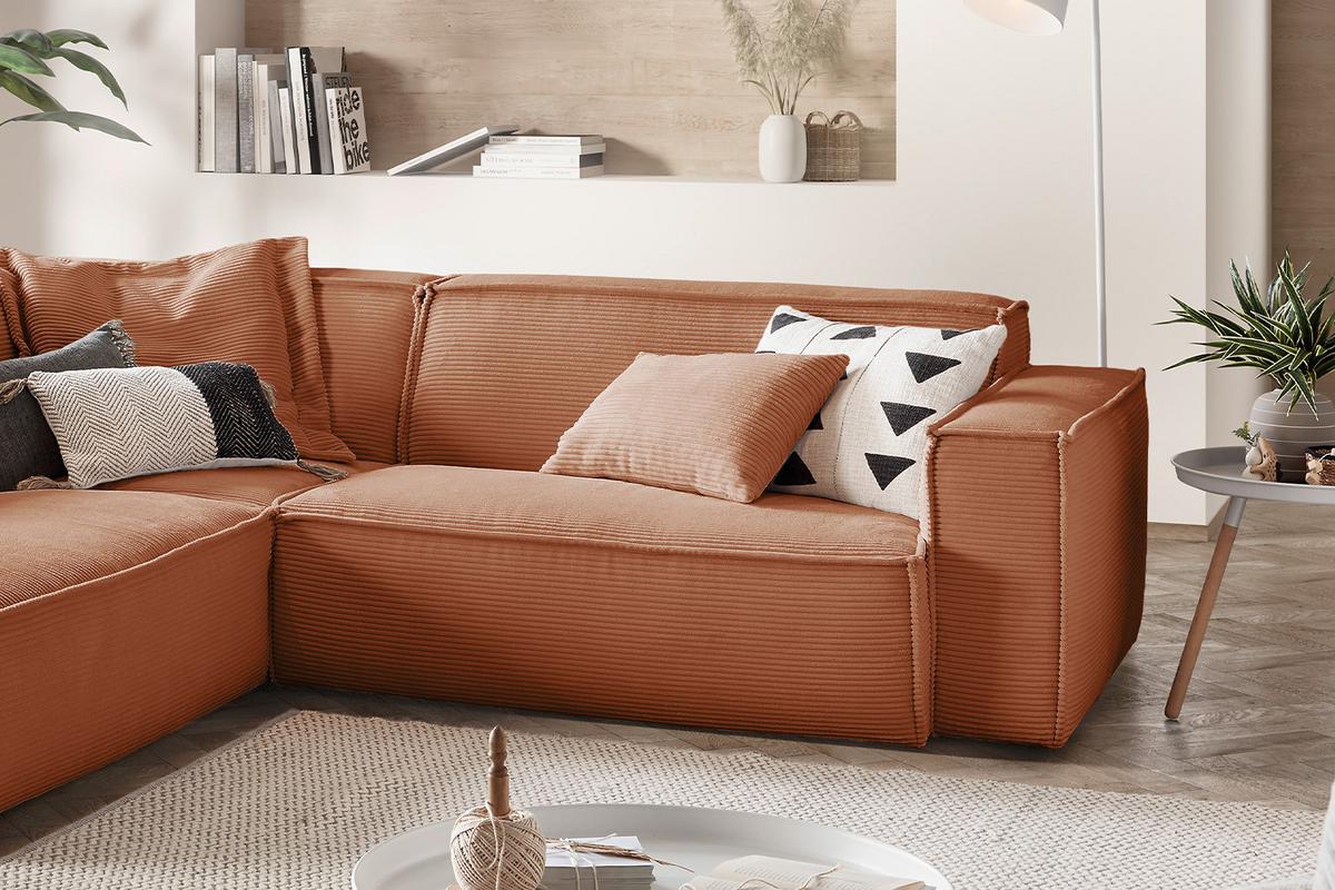 ECKSOFA SAMU Braun Cord - Schwarz/Braun, Textil (254/224cm) - KAWOLA